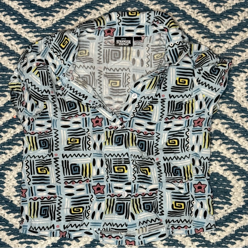 Stranger things- kids Multicolor abstract print button up shirt #indie